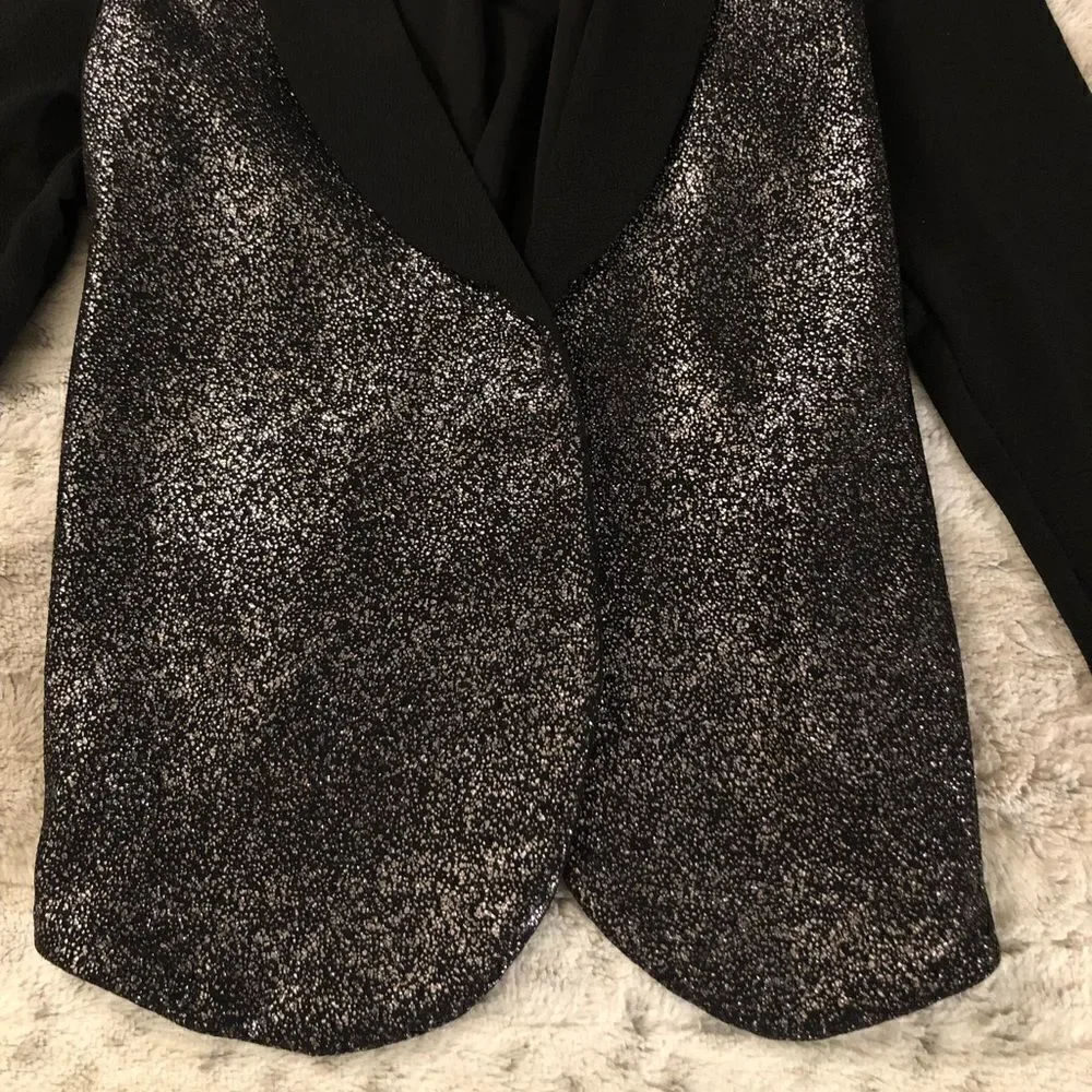 : : Formal Glitter Metallic Crop Jacket : :
